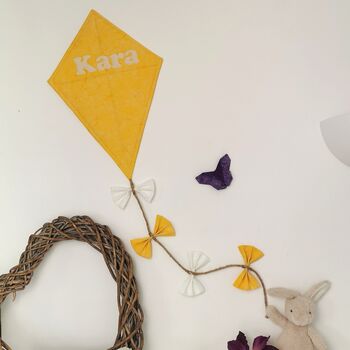 Bright Yellow Sunshine Kite Wall Decoration, Nursery Hanging, Yellow And White, 10 of 12