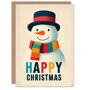 Cute Snowman With Colourful Scarf And Hat Christmas Card, thumbnail 1 of 6