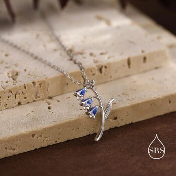 Enamel Bluebell Flower Pendant Necklace In Sterling Silver, 4 of 12