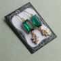 Art Deco Emerald Green Bar Crystal Chrysler Earrings, thumbnail 3 of 7
