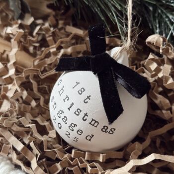 Personalised First Christmas Engaged Bauble Tree Decoration, 2 of 5