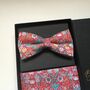 Red Liberty Bow Tie , Pocket Square Cuff Link Gift Set, thumbnail 3 of 12