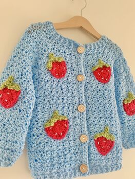 Personalised Baby/ Childrens Strawberry Cardigan, 2 of 7
