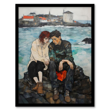 The Heart To Heart Schiele Style Seaside Wall Art Print, 5 of 6