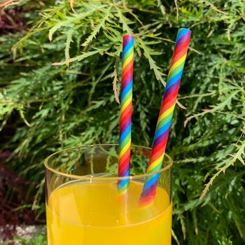 Rainbow Paper Drinking Straws Pack Of 38 Eco Straws, 3 of 6