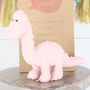 Personalised Gift Bag + Pink Diplodocus Rattle Dinosaur, thumbnail 2 of 4