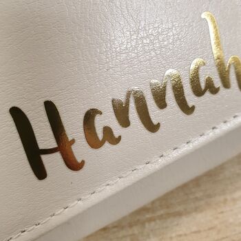 Personalised Gold Name Leather Cream Purse, 4 of 4