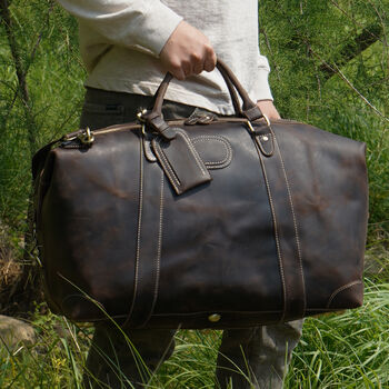 Classic Traveller Genuine Leather Holdall, 4 of 8