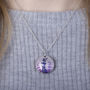 July Birth Flower Delphinium Photo Locket Gift Necklace, thumbnail 3 of 5