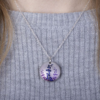 July Birth Flower Delphinium Photo Locket Gift Necklace, 3 of 5