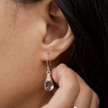 Clear Crystal Gemstone Drop Earrings, 4 of 5