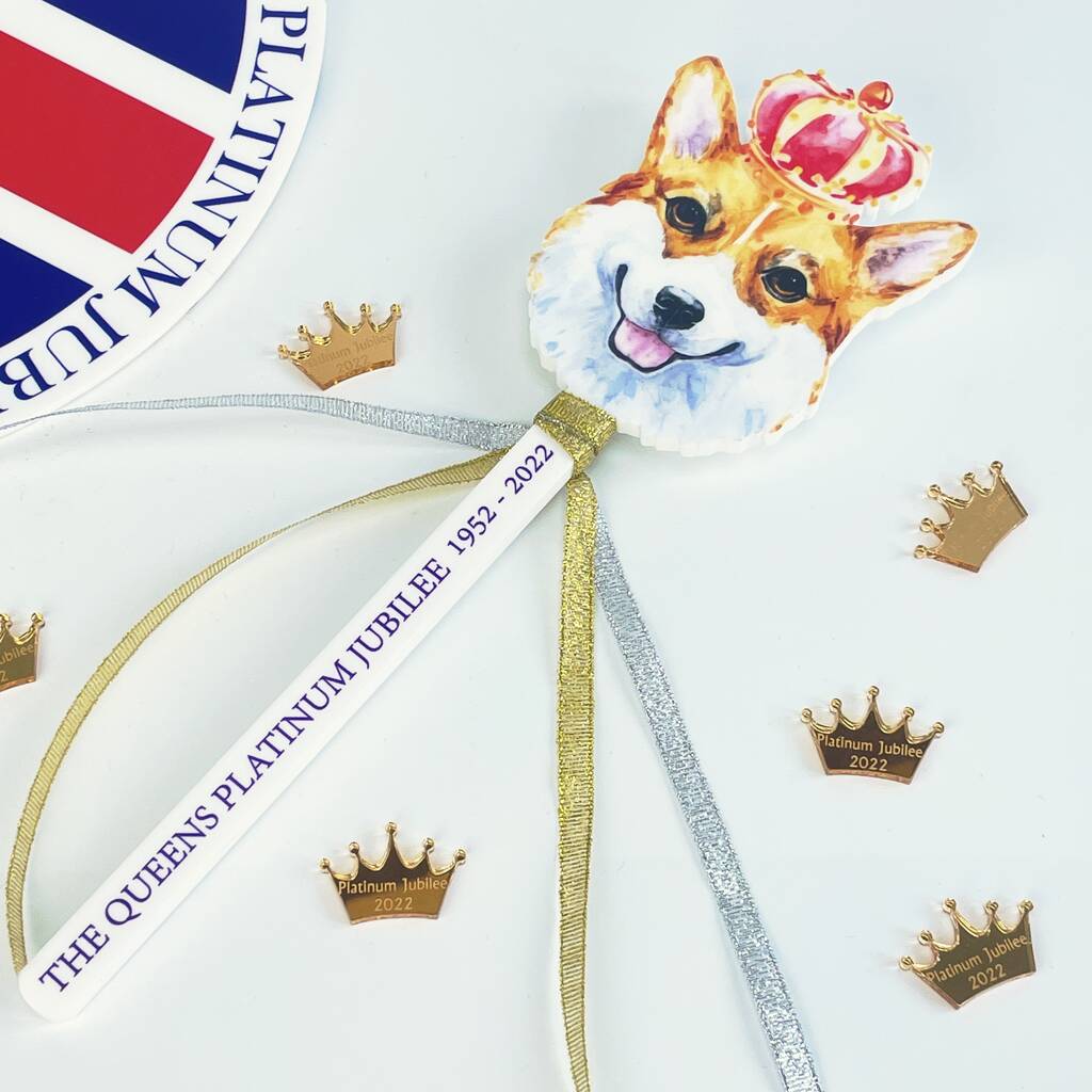 Jubilee Party Wand Featuring The Queens Corgi Dog