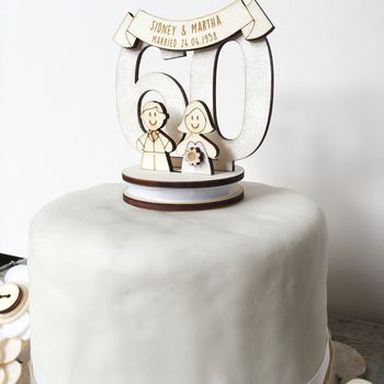 Personalised 60th Wedding Anniversary Cake Topper, 2 of 4