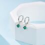 Tiny Emerald Green Cz Huggie Hoop In Sterling Silver, thumbnail 4 of 10