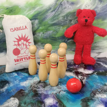 Personalised Snowman Ten Pin Bowling Kit In A Gift Bag, 4 of 5