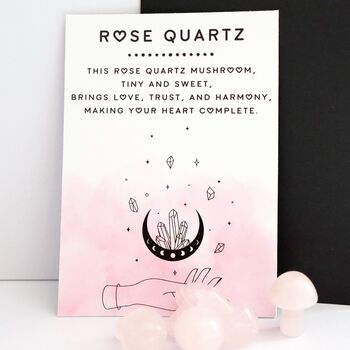 Tiny Rose Quartz Mushroom Crystal With Gift Message, 2 of 5