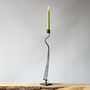 11th Anniversary Gift Tall Steel Elegant Taper Candle Holder. Hand Shaped Curved Handle Design, thumbnail 1 of 11