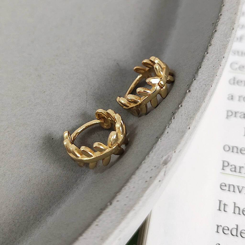 14 K Gold Plated Silver Tiny Huggie Hoop Earrings By Elk & Bloom