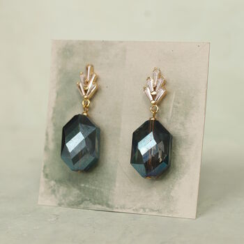 Labradorite Art Deco Drop Earrings, 4 of 6