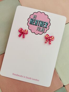 Bow Statement Stud Glitter Earrings / Gift For Her / Oversized Sparkly Jewellery Statement Bow Gift, 12 of 12