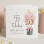 Personalised 50th Birthday Balloon Card For Her, thumbnail 1 of 7