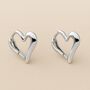 Sterling Silver Chunky Heart Hoop Earrings, thumbnail 1 of 6