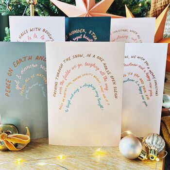 Six Rainbow Christmas Carol Cards Recycled, 6 of 6