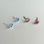 Sterling Silver Pink Or Blue Crystal Stud Earrings, thumbnail 2 of 4