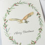 Owl And Wreath Christmas Card, thumbnail 3 of 4
