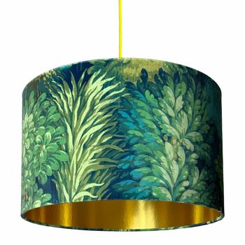 Enchanted Wood Velvet Lampshades In Grass Green, 3 of 5