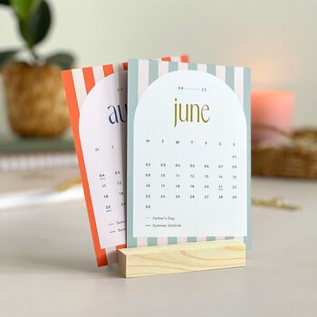 2025 Desk Calendar With Refillable Cards And Wood Stand, 6 of 11