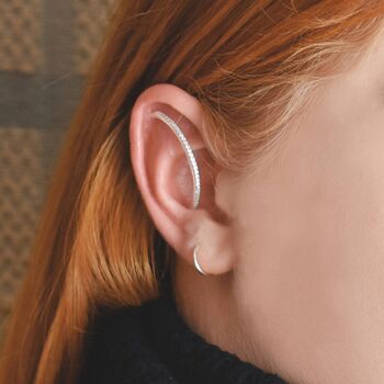 White Topaz Illusion Hoop Silver Ear Cuff Earrings, 4 of 5