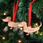 Dachshund Personalised Dog Wooden Christmas Decoration, thumbnail 1 of 12