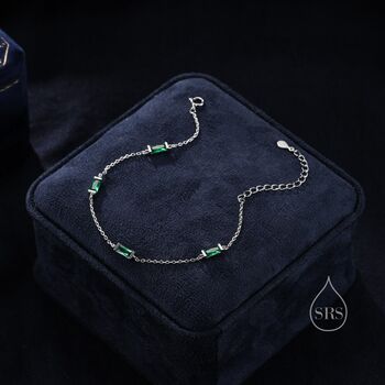 Emerald Green Baguette Cz Satellite Bracelet, 5 of 10