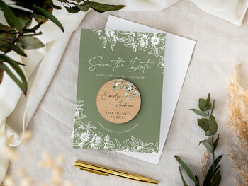 Save The Dates Magnet Sage Green Wedding Cards, 5 of 10