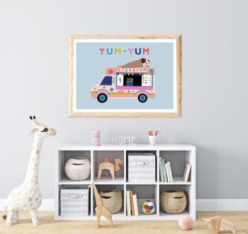 Personalised Kids Ice Cream Truck Print, 4 of 6