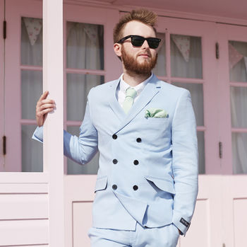 Mens Mint Green Gingham Slim Tie, 8 of 8