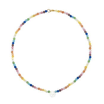Rainbow Moonstone Smiley Face Necklace, 2 of 7
