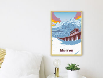 Mürren Ski Resort Switzerland Travel Poster Art Print, 3 of 7