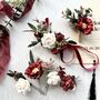 Burgundy Bridal Floral Hair Pins, thumbnail 5 of 7