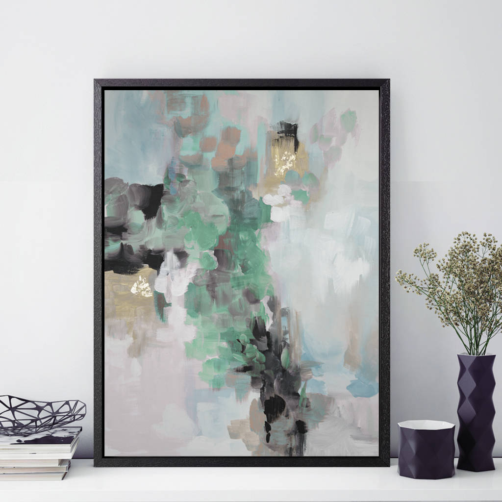 'Rosa Ellie' Framed Giclée Abstract Canvas Print Art By AttikoArt