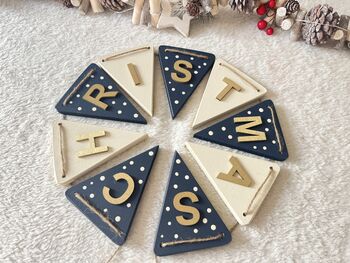 Wooden Christmas Bunting Happy Christmas Mantel Banner, 7 of 11
