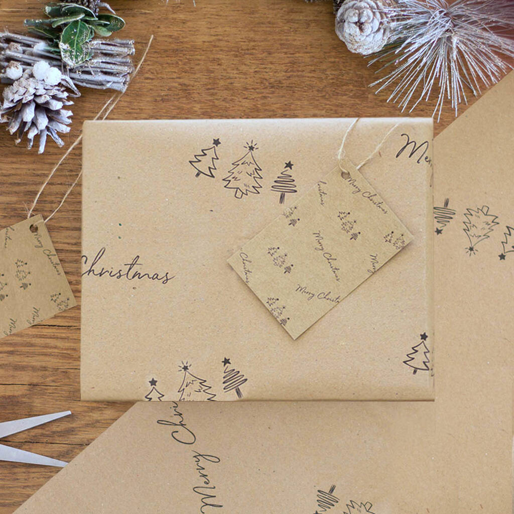 Merry Christmas Wrapping Paper Set With Gift Tags