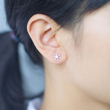 Sterling Silver Crystal Snowflake Stud Earrings, 2 of 7