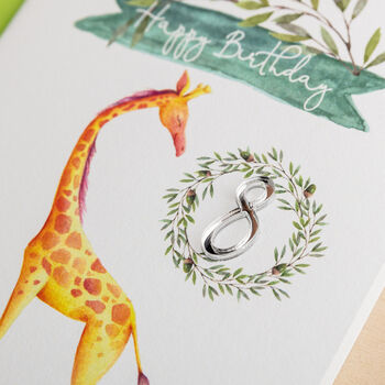 Personalised Giraffe Illustrated Birthday Card With Age, 2 of 4