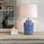 Medium Blue And White Ceramic Fish Table Lamp, thumbnail 1 of 4