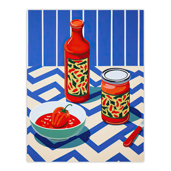 Ketchup Later Blue Red Bright Kitchen Wall Art Print, 6 of 6