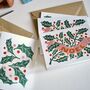 Luxury Linocut Holly Greeting Cards Set Of Six, thumbnail 1 of 10