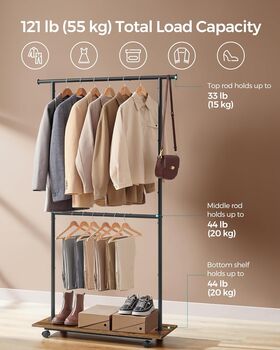 Portable Clothes Rack Double Clothes Hanging Rail, 3 of 7