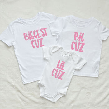 Biggest Cuz, Big Cuz And Lil Cuz Cousins T Shirt Set, 4 of 5